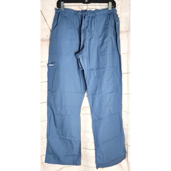Butter-Soft Large Blue Scrub Pants with Elastic Waist, Drawstring - Picture 1 of 8